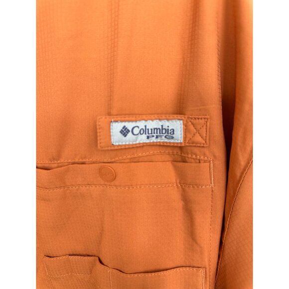 Columbia Mens Orange PFG Shirt XX-Large short sleeve button up polyester collar - Picture 3 of 8